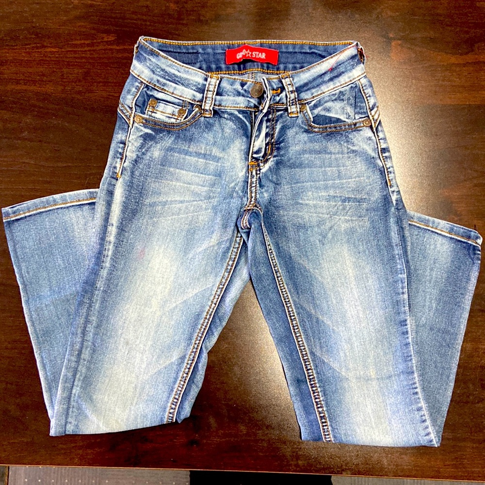 Straight leg blue jeans for little girls